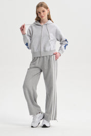 Polerón Mujer Print Mangas Full Gris Melange