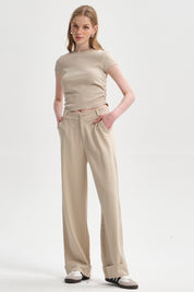 Pantalón Mujer Basta Doblada Beige