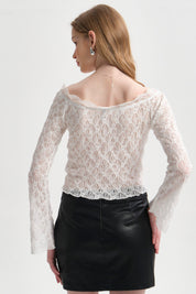 Polera Mujer Encaje Flare Crudo