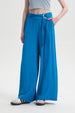 Pantalón Mujer Palazzo Cinturón Azulino