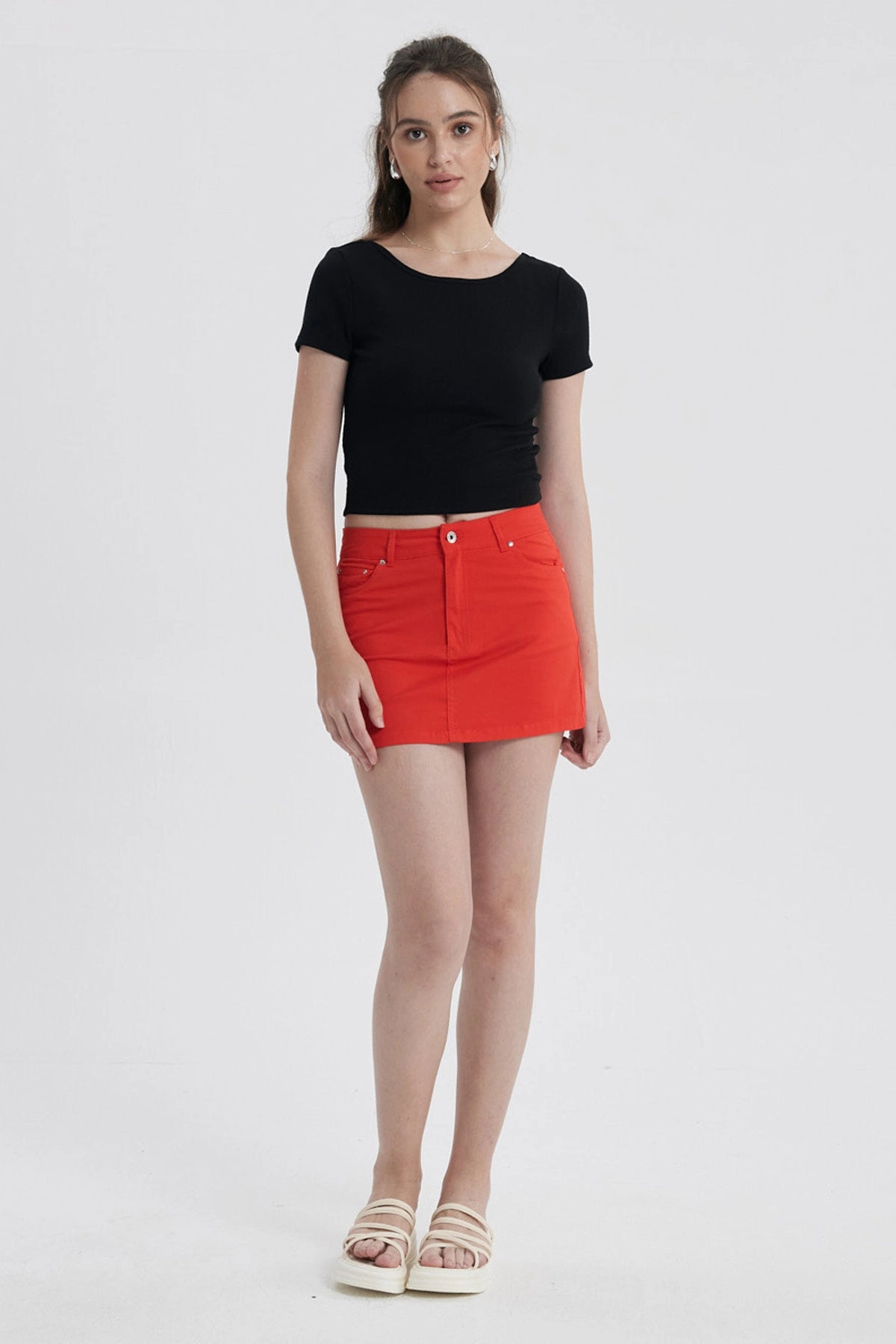 Falda Mujer Contraste Rojo