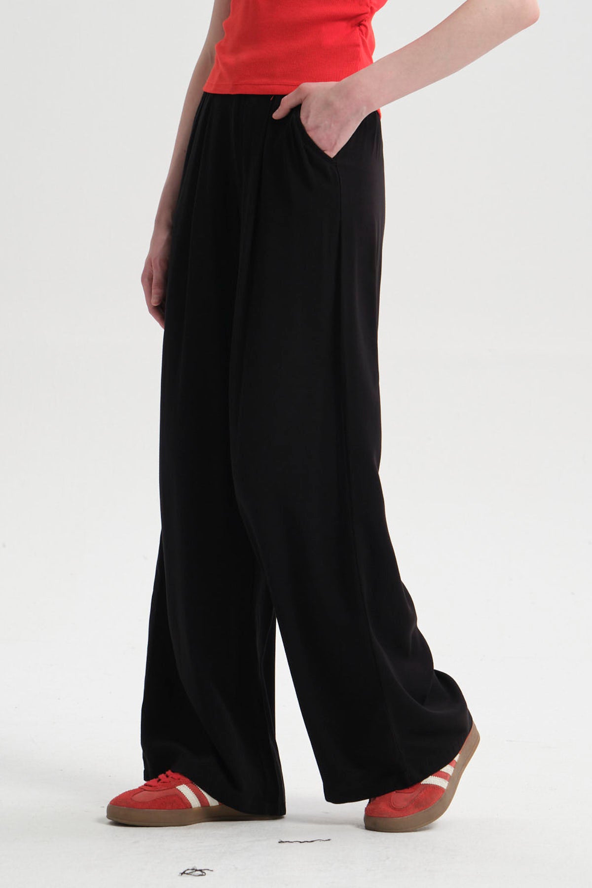 Pantalón Mujer Palazzo Sastrero  Negro
