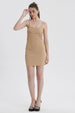 Vestido Mujer Mini Crepe Beige