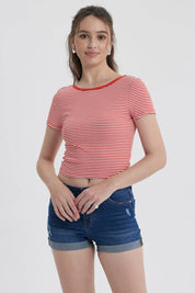 Polera Mujer Abertura Espalda Rojo