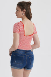 Polera Mujer Abertura Espalda Rojo