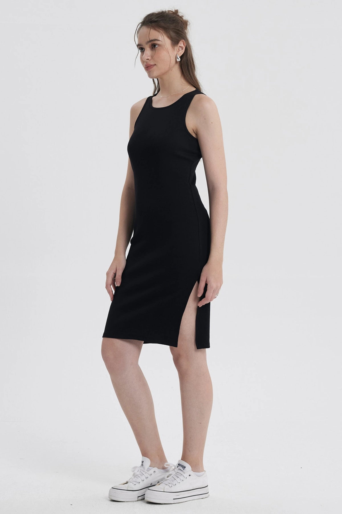 Vestido Mujer Halter Midi Negro