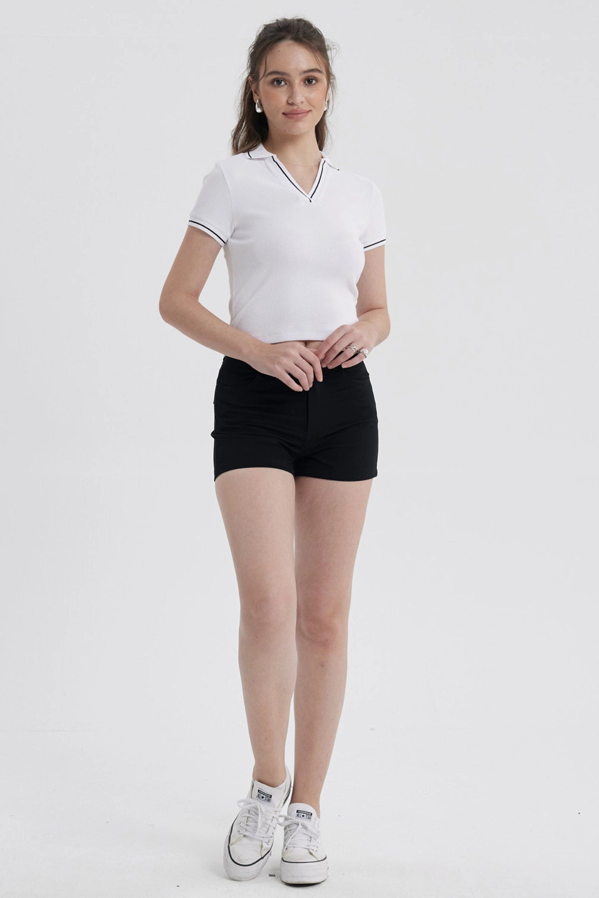 Polera Mujer Escote V Blanco