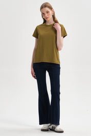 Polera Mujer Lisa Verde Olivo