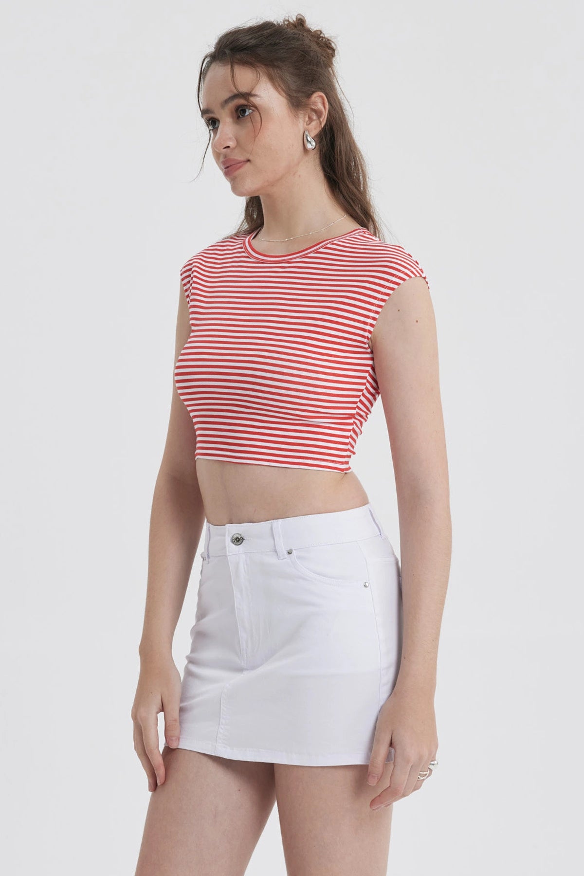 Polera Mujer Rayas Rojo