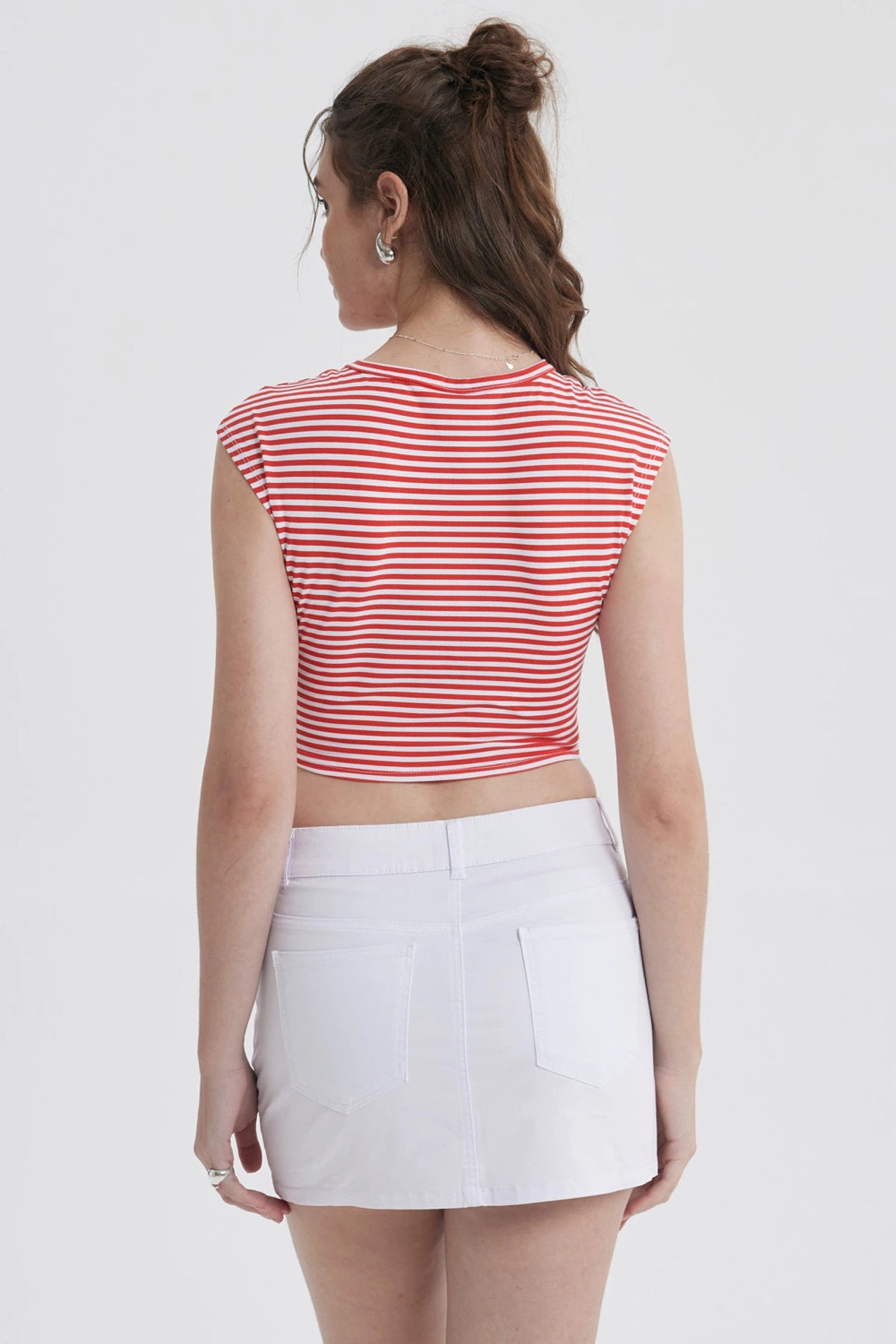 Polera Mujer Rayas Rojo