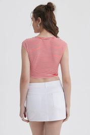 Polera Mujer Rayas Rojo