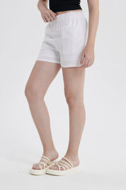 Short Mujer Lino Pretina Blanco