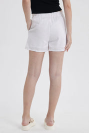 Short Mujer Lino Pretina Blanco