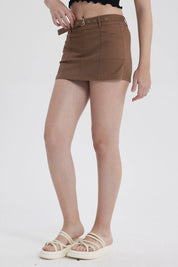Short Mujer Short Con Cinturón Chocolate