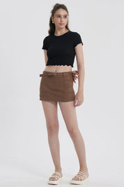 Short Mujer Short Con Cinturón Chocolate