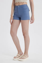 Short Mujer Gabardina Color Celeste Oscuro