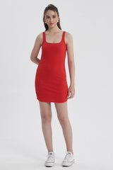 Vestido Mujer Tubo Rojo Oscuro