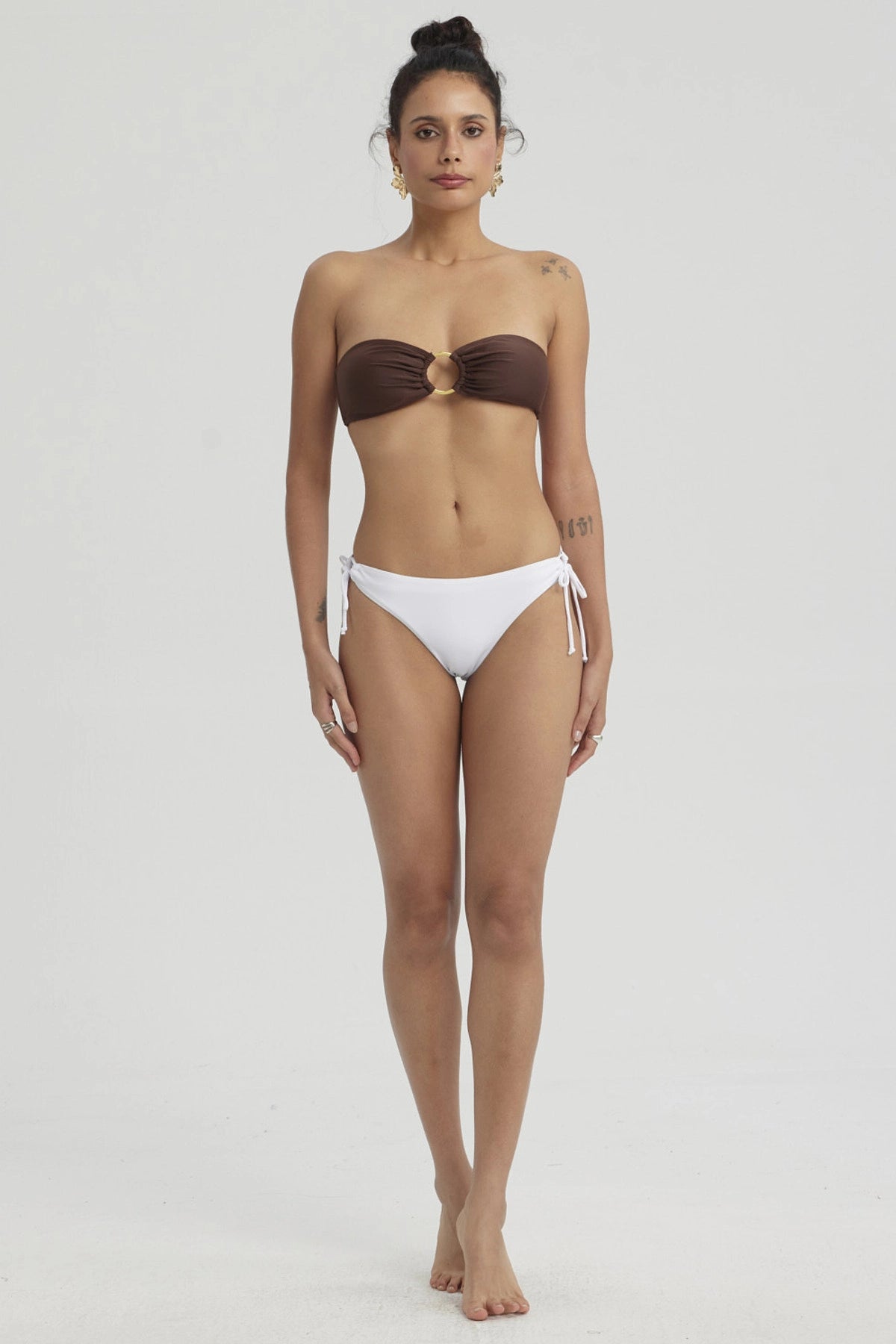 Traje de Baño Mujer Calzón Bikini Cordón Blanco