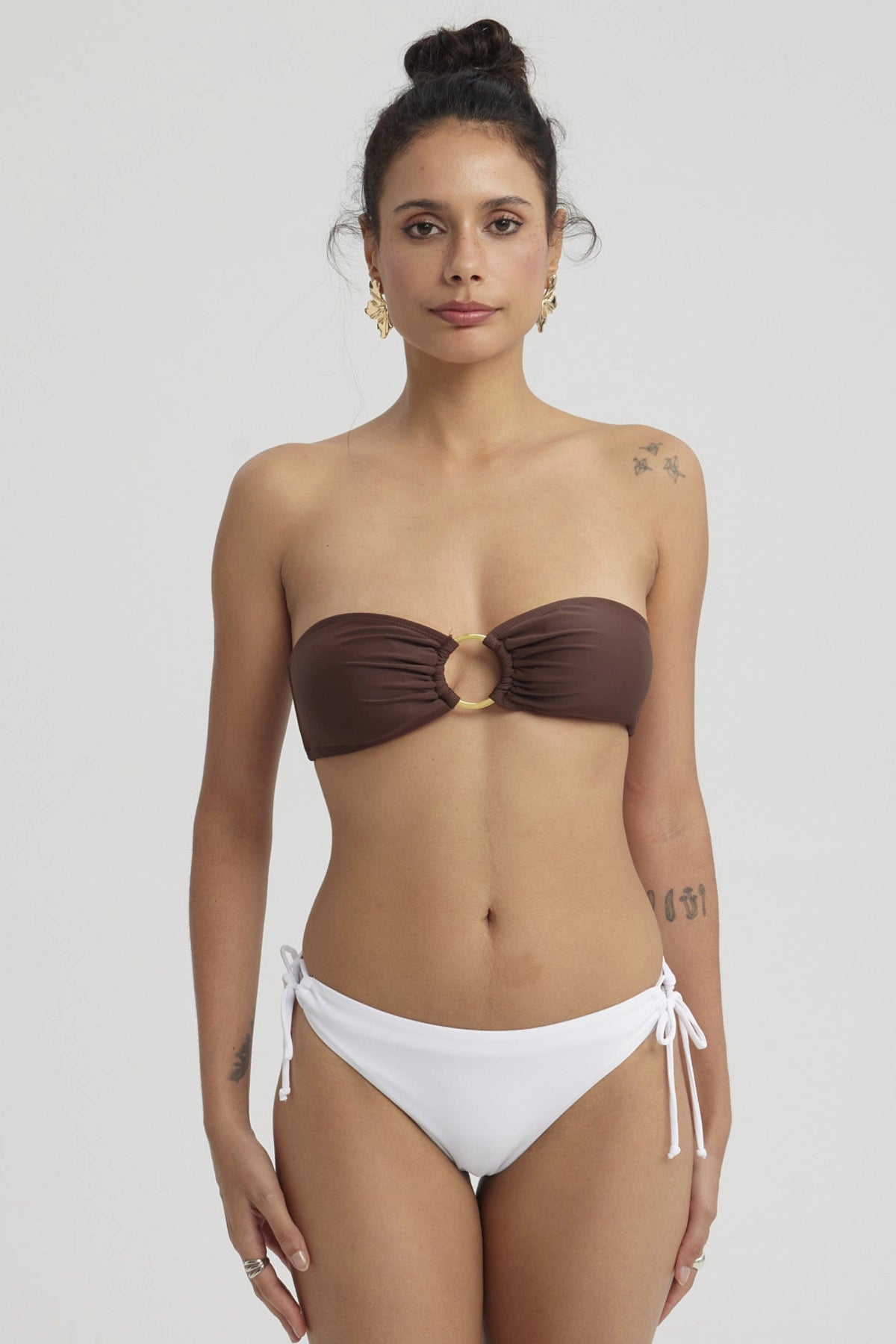 Traje de Baño Mujer Top Strapless Café Oscuro