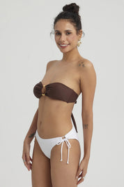 Traje de Baño Mujer Top Strapless Café Oscuro