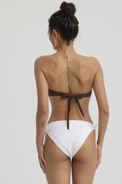 Traje de Baño Mujer Top Strapless Café Oscuro