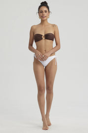 Traje de Baño Mujer Top Strapless Café Oscuro