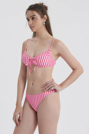 Traje de Baño Mujer Top Lazo Delantero Fucsia