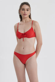 Traje de Baño Mujer Top Lazo Delantero Rojo