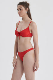 Traje de Baño Mujer Top Lazo Delantero Rojo
