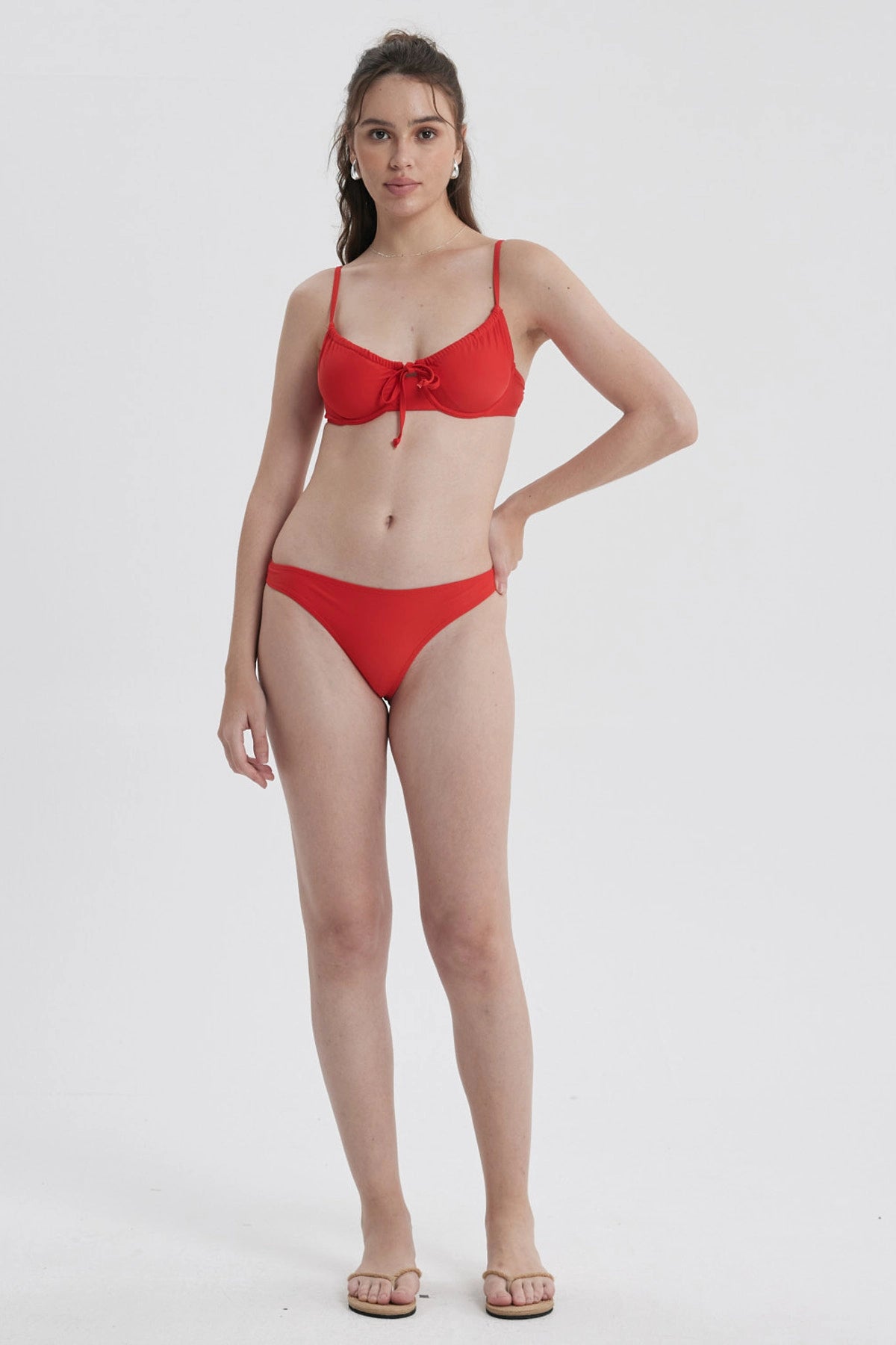 Traje de Baño Mujer Top Lazo Delantero Rojo