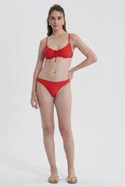 Traje de Baño Mujer Top Lazo Delantero Rojo
