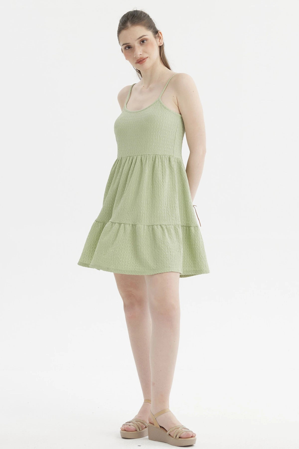 Vestido Mujer Textura Verde Claro