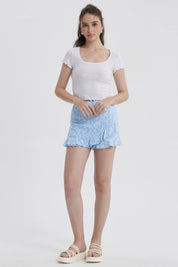 Short Mujer Print Celeste Claro