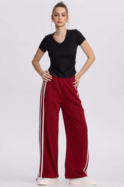Pantalón Buzo Mujer Lineas Burdeo