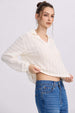 Polerón Mujer Cuello Camisero Crudo