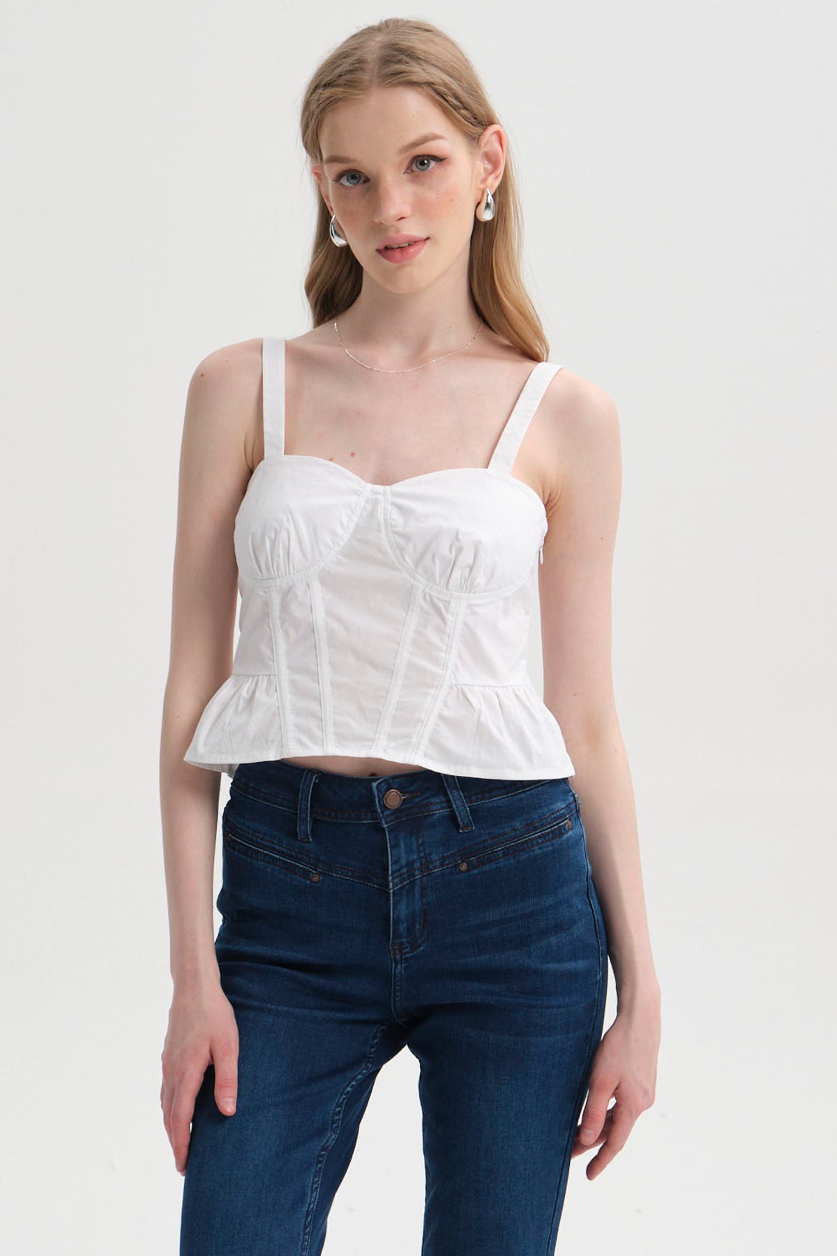 Blusa Mujer Corset Blanco