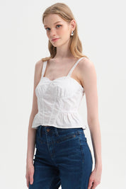 Blusa Mujer Corset Blanco
