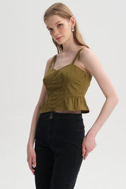 Blusa Mujer Corset Verde Olivo