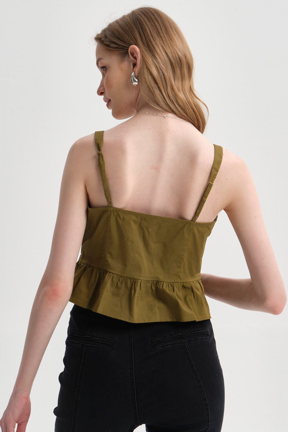 Blusa Mujer Corset Verde Olivo