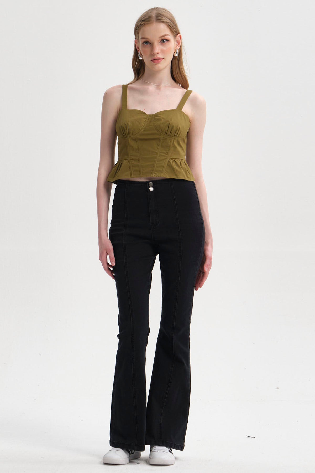 Blusa Mujer Corset Verde Olivo