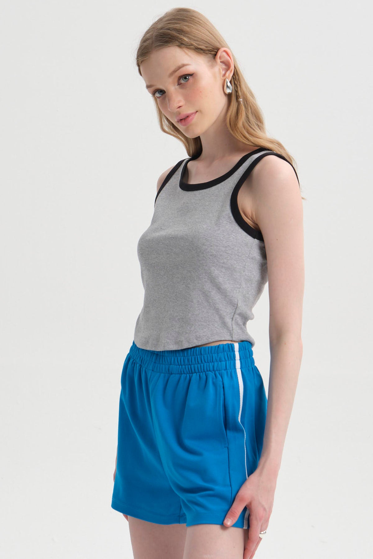 Peto Mujer Contraste Gris Melange