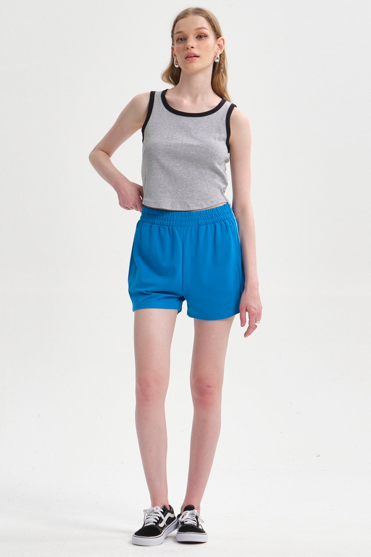 Peto Mujer Contraste Gris Melange
