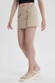 Short Mujer Botones Beige