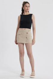 Short Mujer Botones Beige