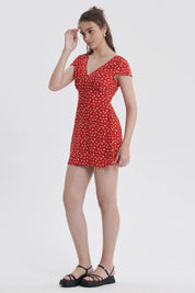 Vestido Mujer Romántico Rojo Oscuro