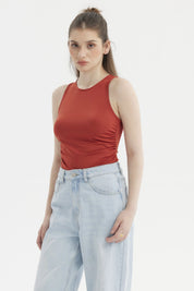 Polera Mujer Recogido Costado Terracota