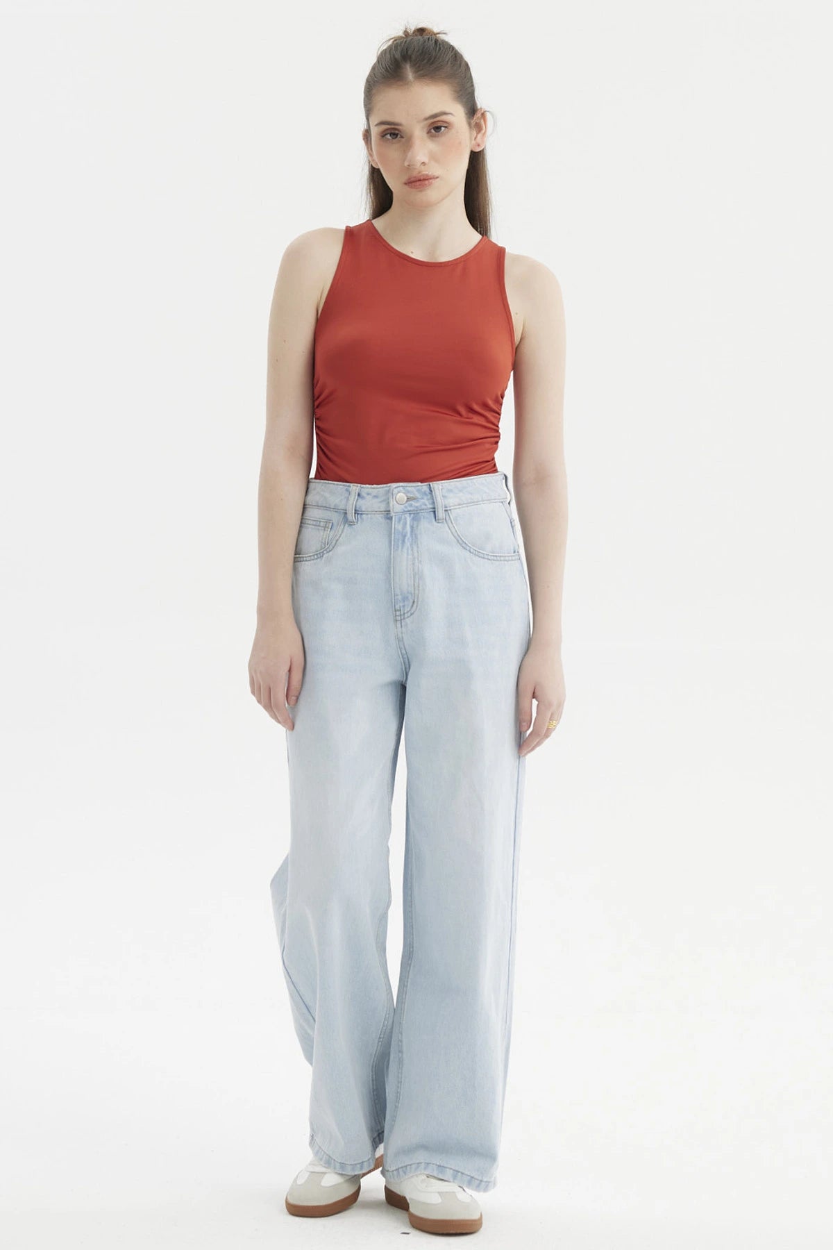 Polera Mujer Recogido Costado Terracota