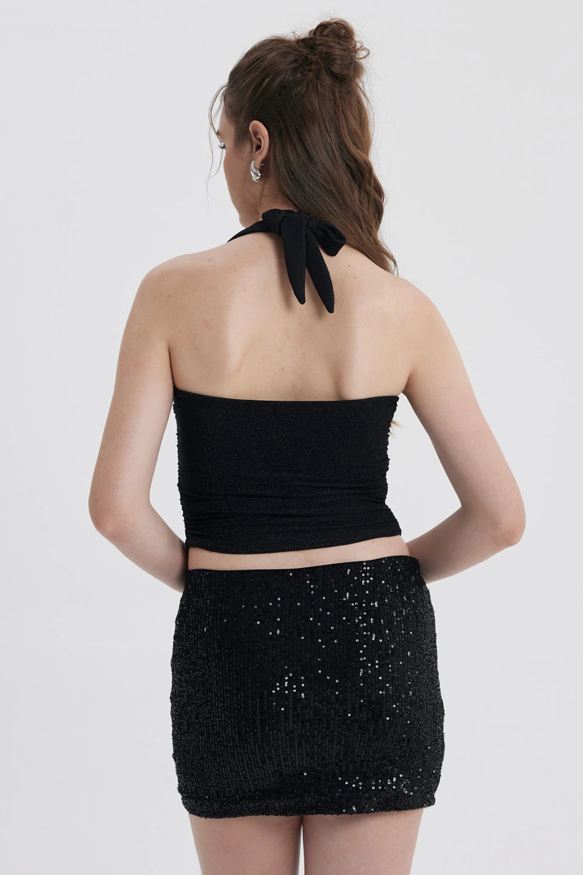 Polera Mujer Drapeada Negro