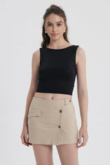 Polera Mujer Con Bote Abertura Negro