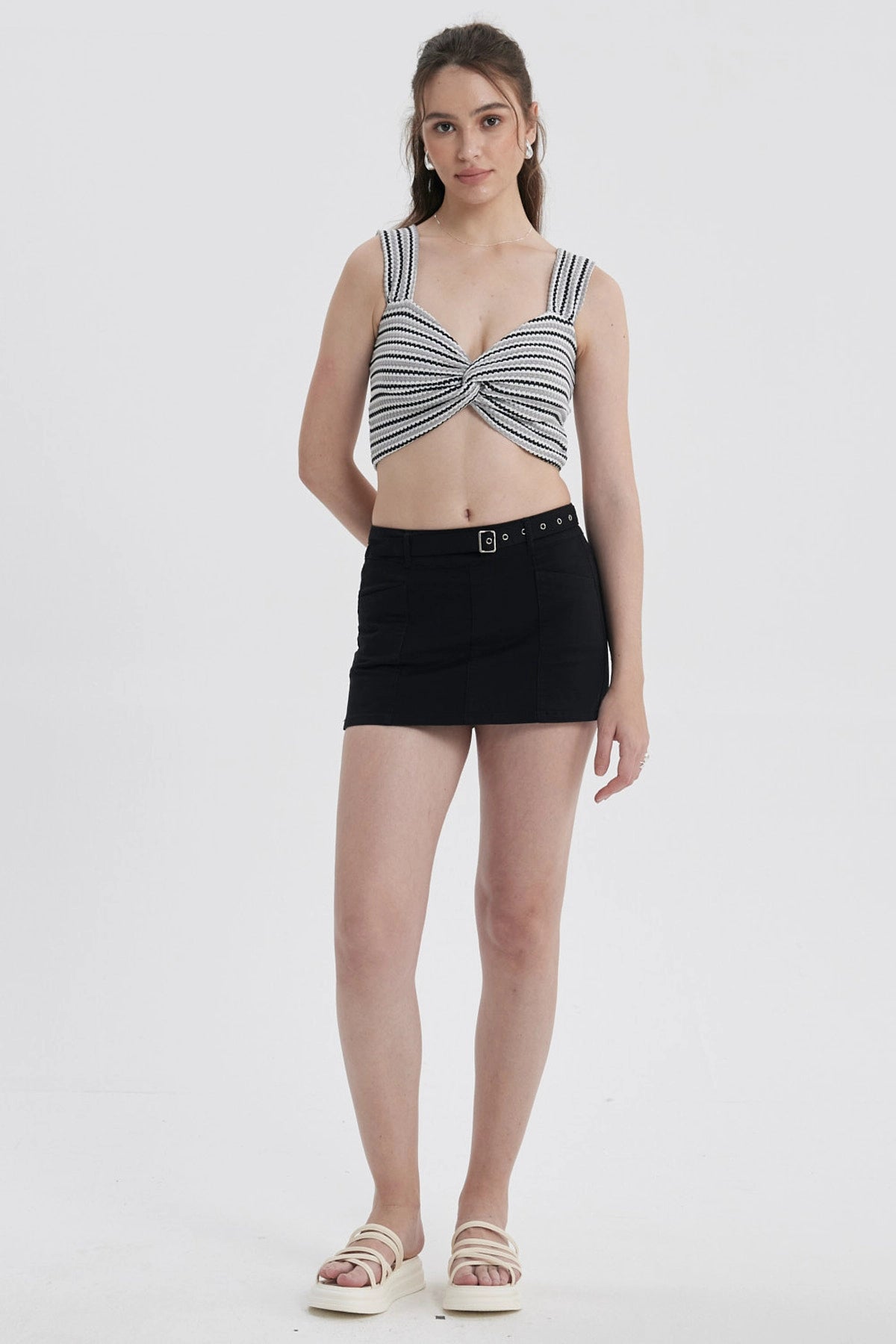 Polera Mujer Tejida Twist Gris Claro